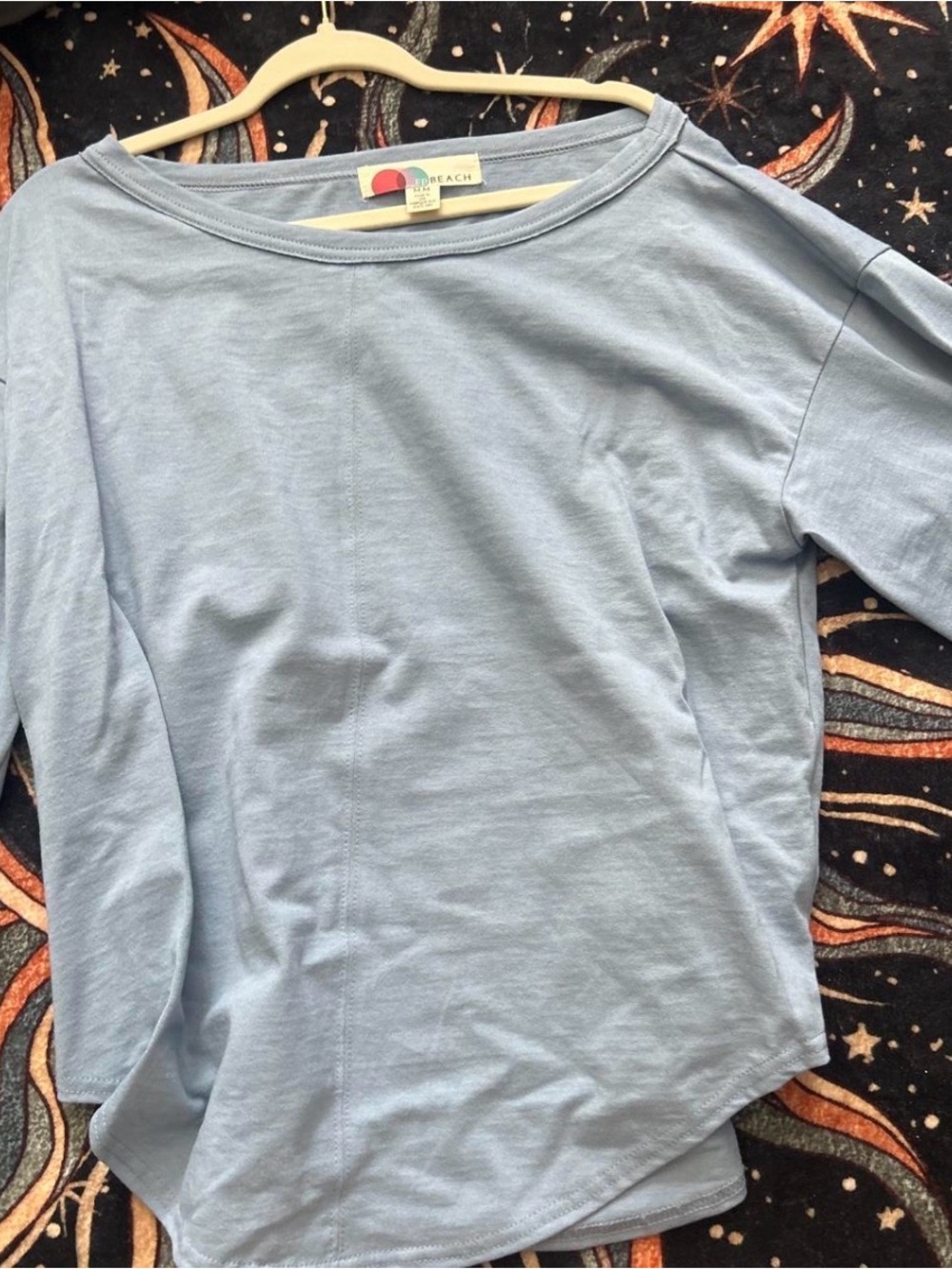 Free People Beach Light Blue Boatneck Long Sleeve Tee